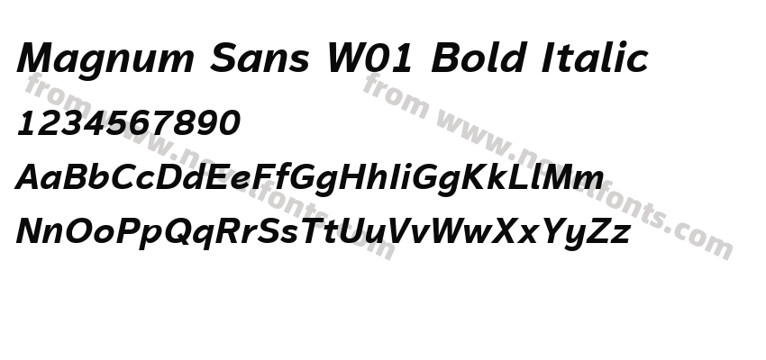 Magnum Sans W01 Bold ItalicPreview