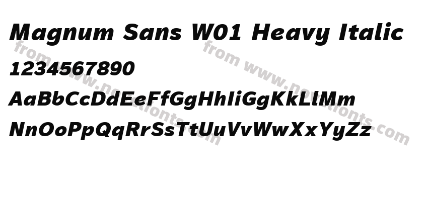 Magnum Sans W01 Heavy ItalicPreview