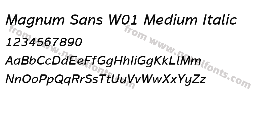 Magnum Sans W01 Medium ItalicPreview