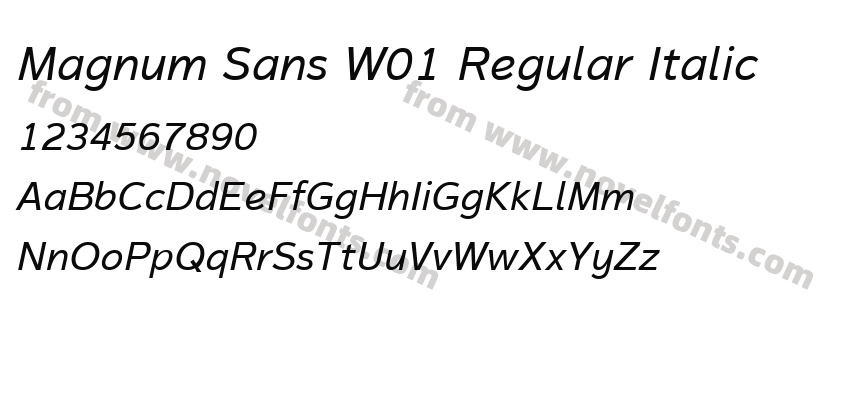 Magnum Sans W01 Regular ItalicPreview