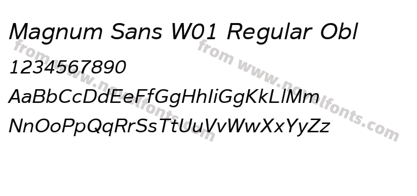 Magnum Sans W01 Regular OblPreview
