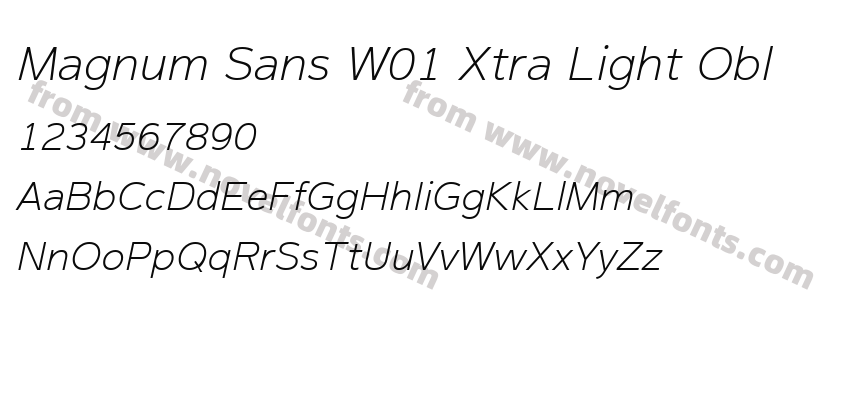 Magnum Sans W01 Xtra Light OblPreview