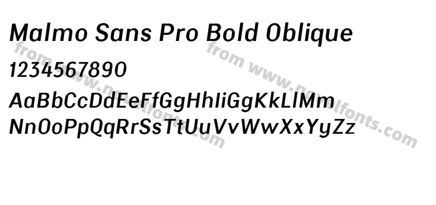 Malmo Sans Pro Bold ObliquePreview