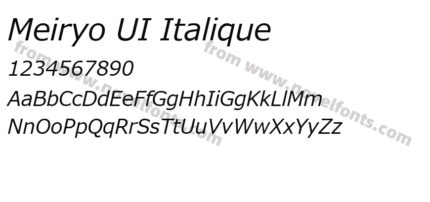 Meiryo UI ItaliquePreview