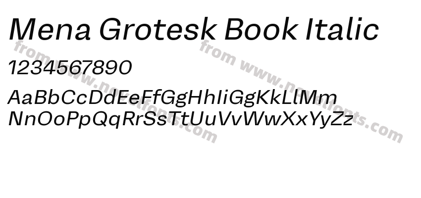 Mena Grotesk Book ItalicPreview