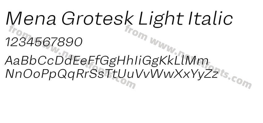 Mena Grotesk Light ItalicPreview