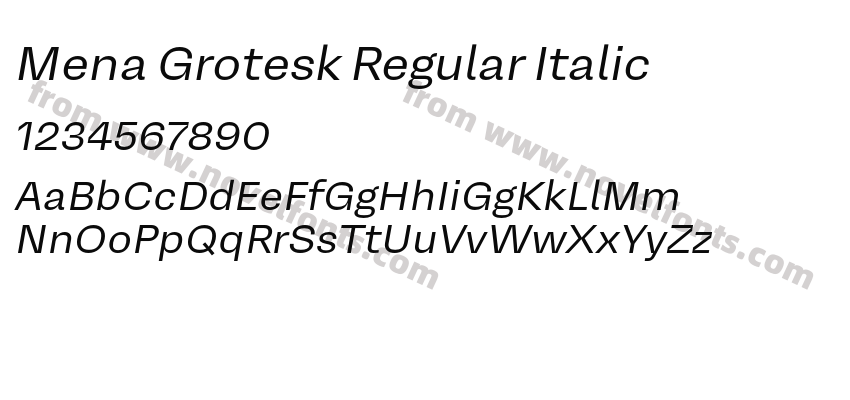 Mena Grotesk Regular ItalicPreview