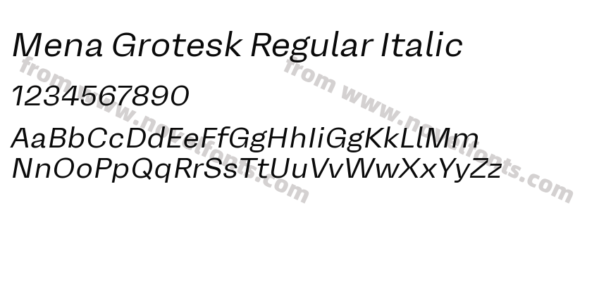 Mena Grotesk Regular ItalicPreview