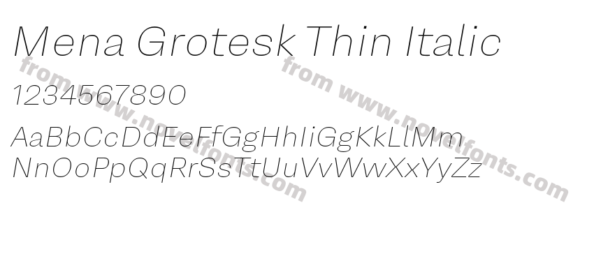 Mena Grotesk Thin ItalicPreview