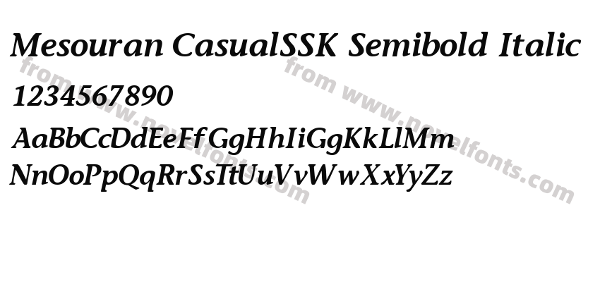 Mesouran CasualSSK Semibold ItalicPreview