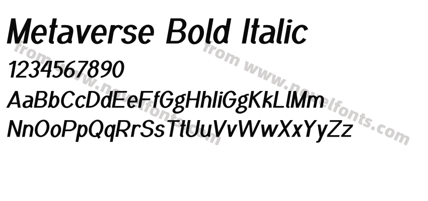 Metaverse Bold ItalicPreview