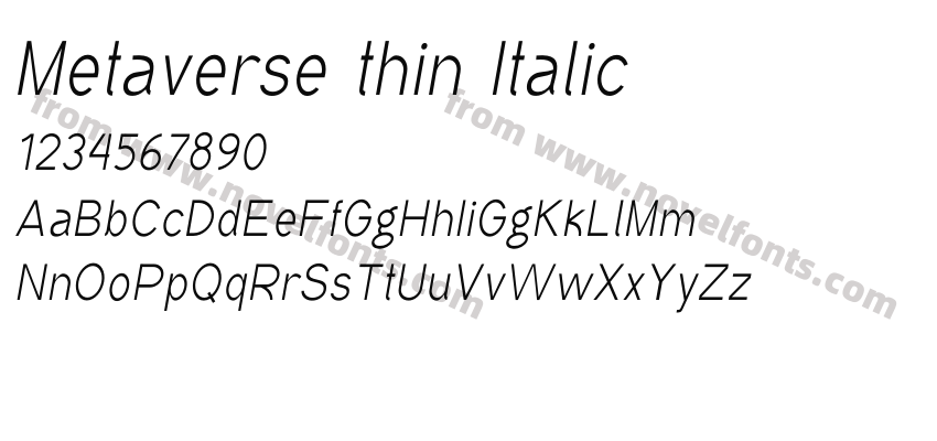 Metaverse thin ItalicPreview