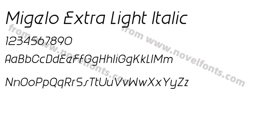 Migelo Extra Light ItalicPreview