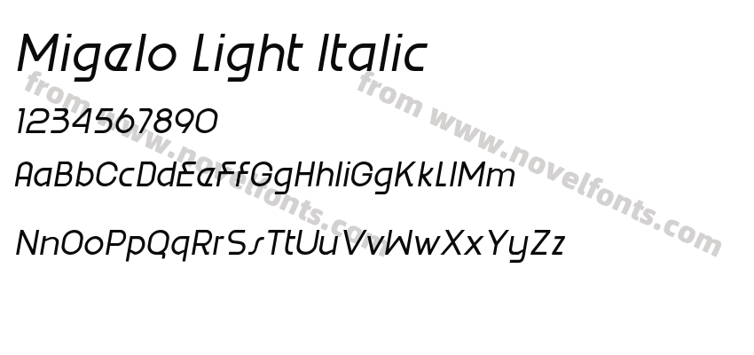 Migelo Light ItalicPreview