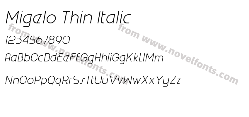 Migelo Thin ItalicPreview