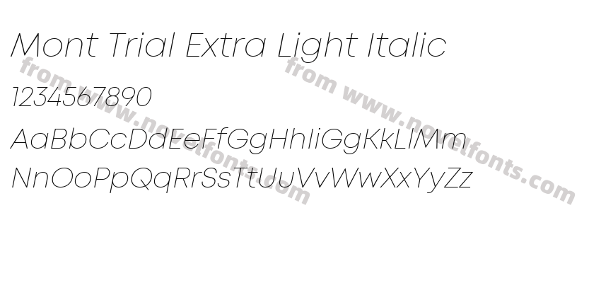 Mont Trial Extra Light ItalicPreview