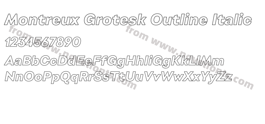 Montreux Grotesk Outline ItalicPreview