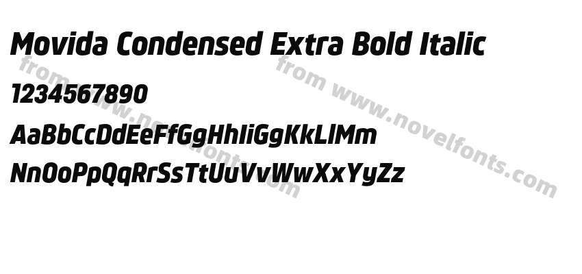 Movida Condensed Extra Bold ItalicPreview