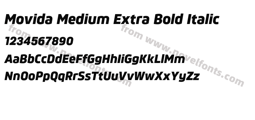 Movida Medium Extra Bold ItalicPreview