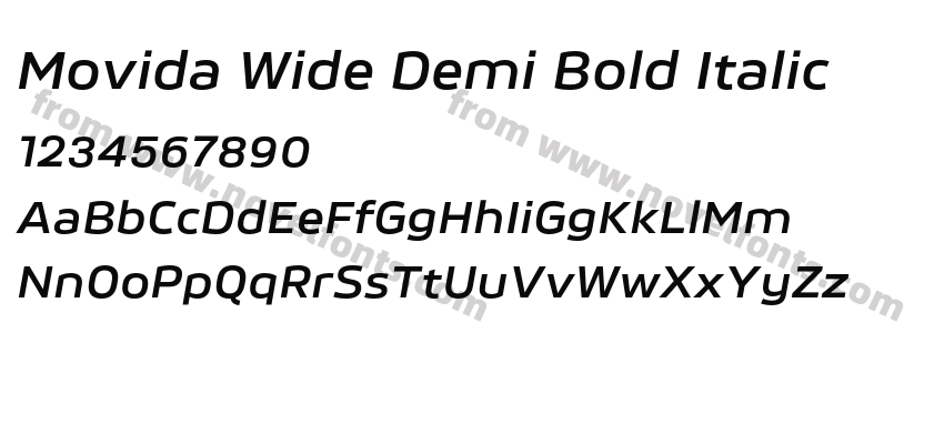 Movida Wide Demi Bold ItalicPreview