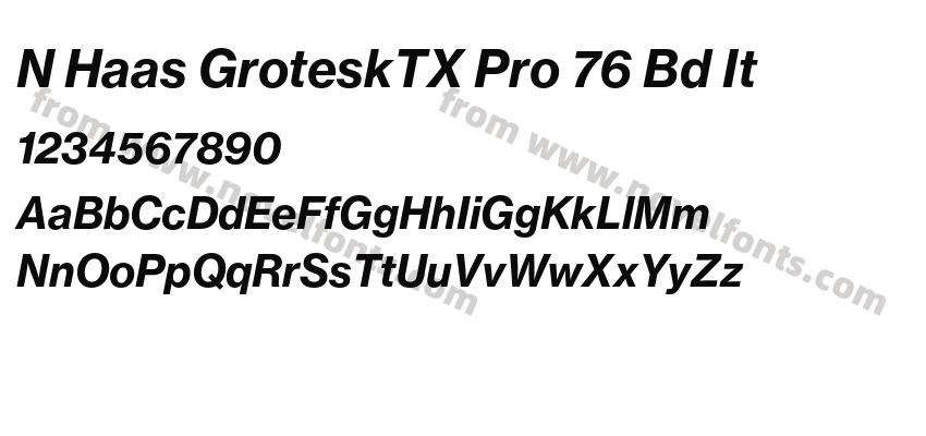 N Haas GroteskTX Pro 76 Bd ItPreview