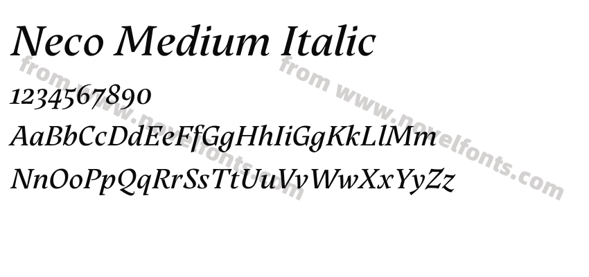Neco Medium ItalicPreview