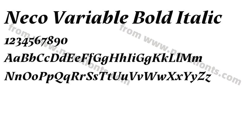 Neco Variable Bold ItalicPreview