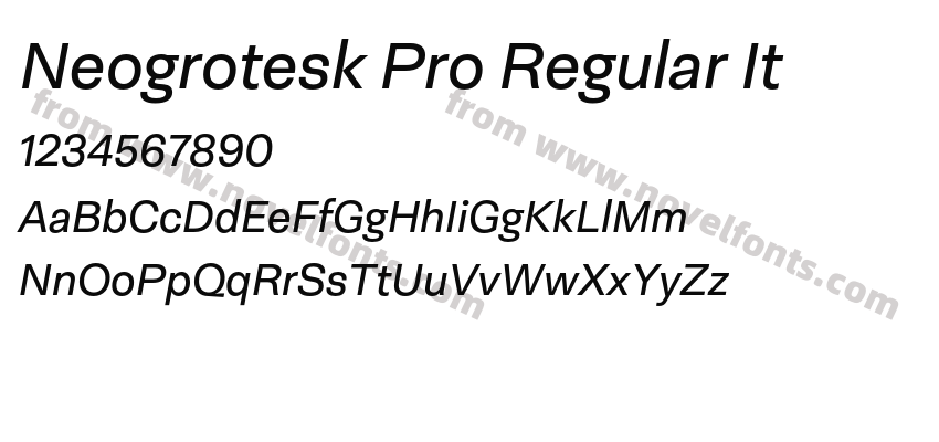 Neogrotesk Pro Regular ItPreview