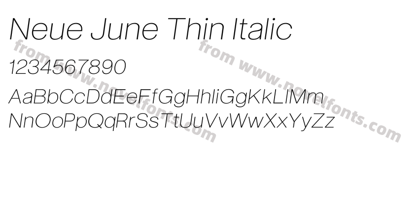 Neue June Thin ItalicPreview