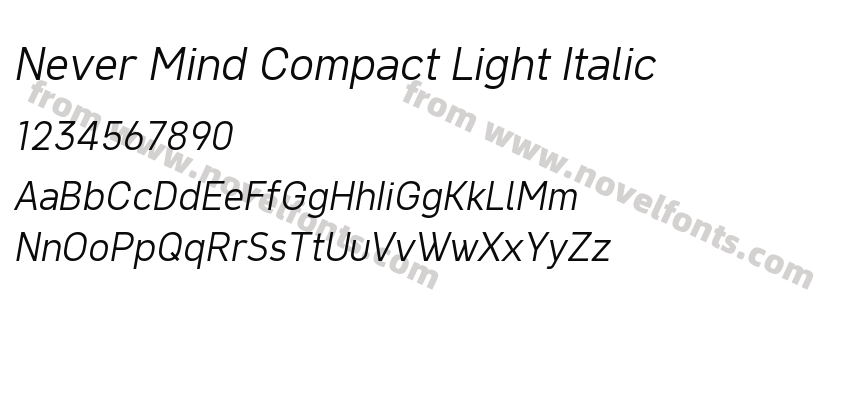 Never Mind Compact Light ItalicPreview