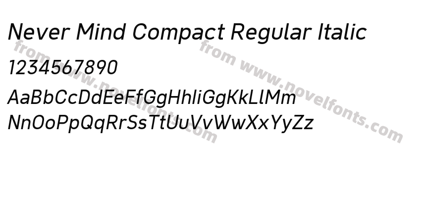 Never Mind Compact Regular ItalicPreview