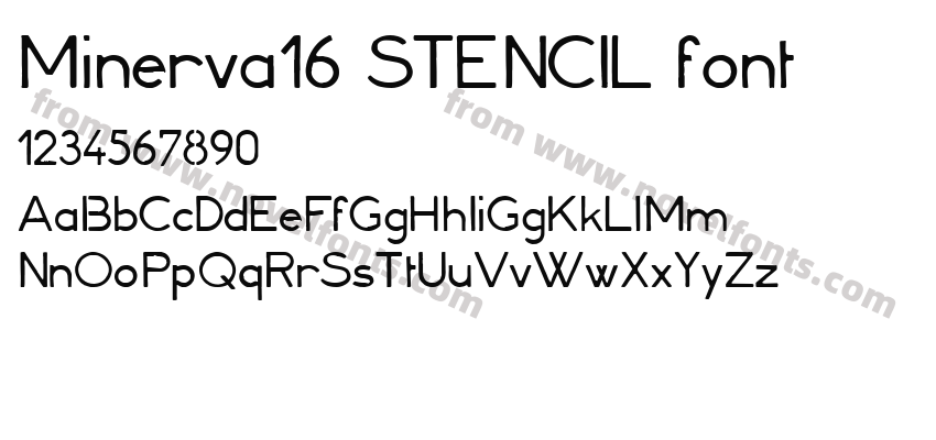 Minerva16 STENCIL fontPreview