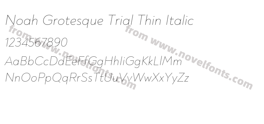 Noah Grotesque Trial Thin ItalicPreview