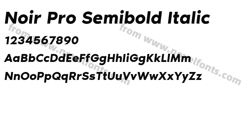 Noir Pro Semibold ItalicPreview