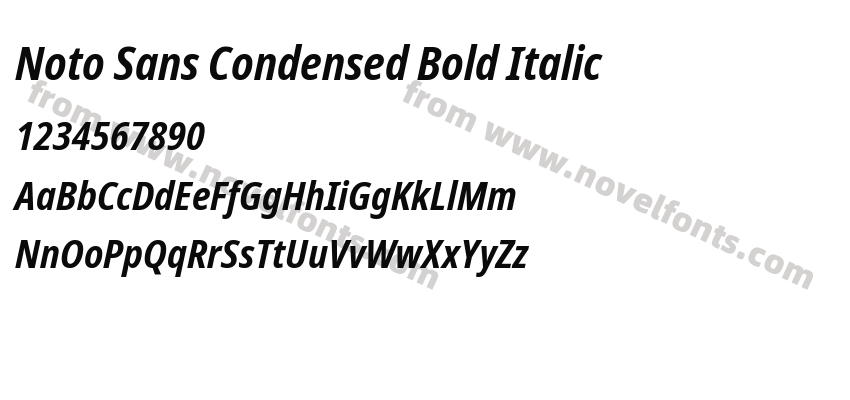Noto Sans Condensed Bold ItalicPreview