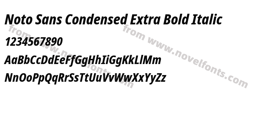 Noto Sans Condensed Extra Bold ItalicPreview