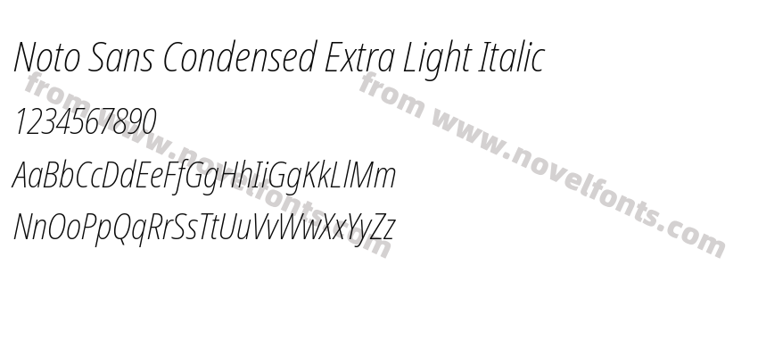 Noto Sans Condensed Extra Light ItalicPreview