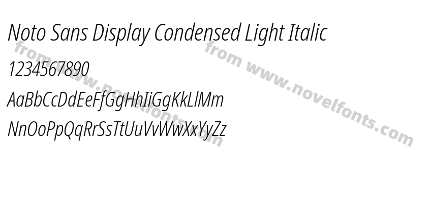Noto Sans Display Condensed Light ItalicPreview
