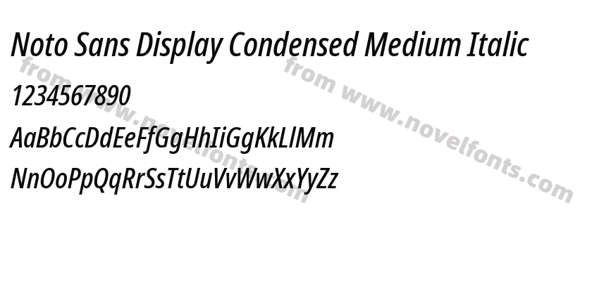 Noto Sans Display Condensed Medium ItalicPreview