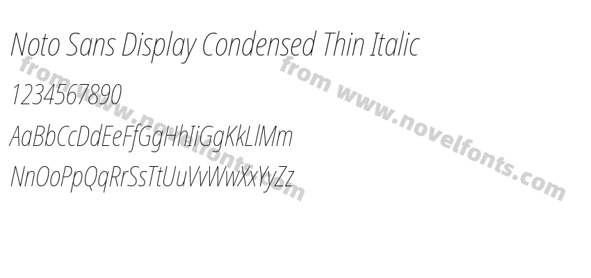 Noto Sans Display Condensed Thin ItalicPreview