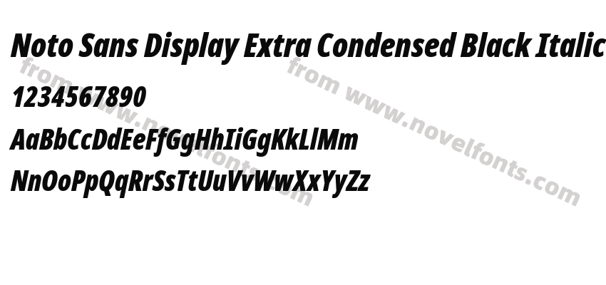 Noto Sans Display Extra Condensed Black ItalicPreview