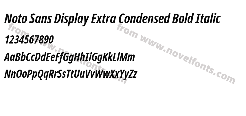Noto Sans Display Extra Condensed Bold ItalicPreview