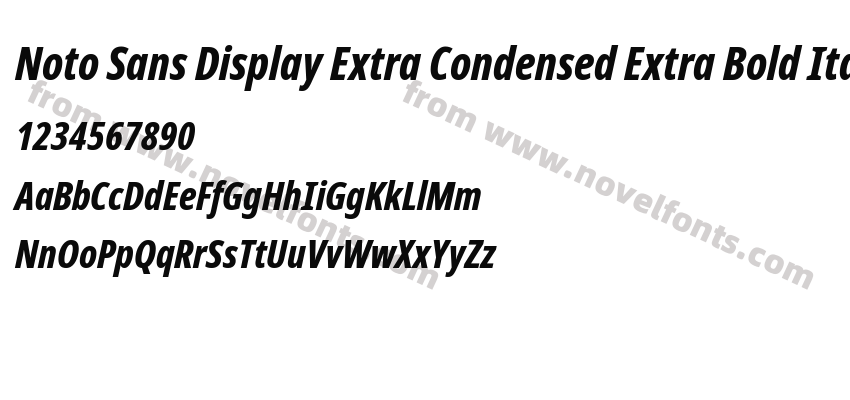 Noto Sans Display Extra Condensed Extra Bold ItalicPreview