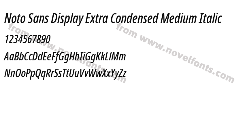 Noto Sans Display Extra Condensed Medium ItalicPreview