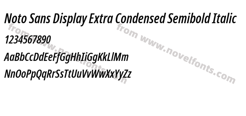 Noto Sans Display Extra Condensed Semibold ItalicPreview