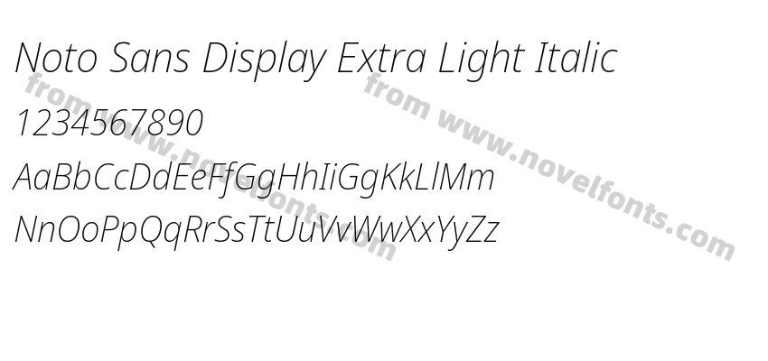 Noto Sans Display Extra Light ItalicPreview