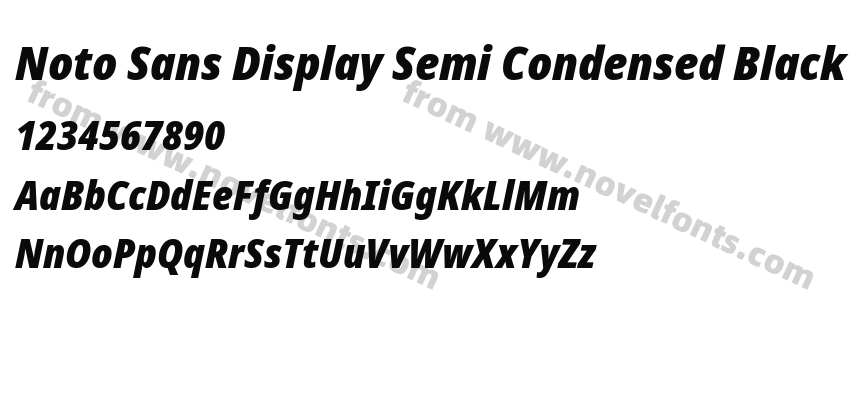 Noto Sans Display Semi Condensed Black ItalicPreview