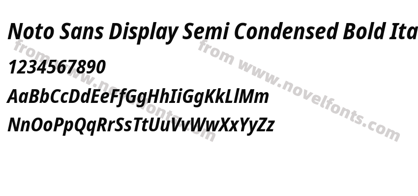 Noto Sans Display Semi Condensed Bold ItalicPreview