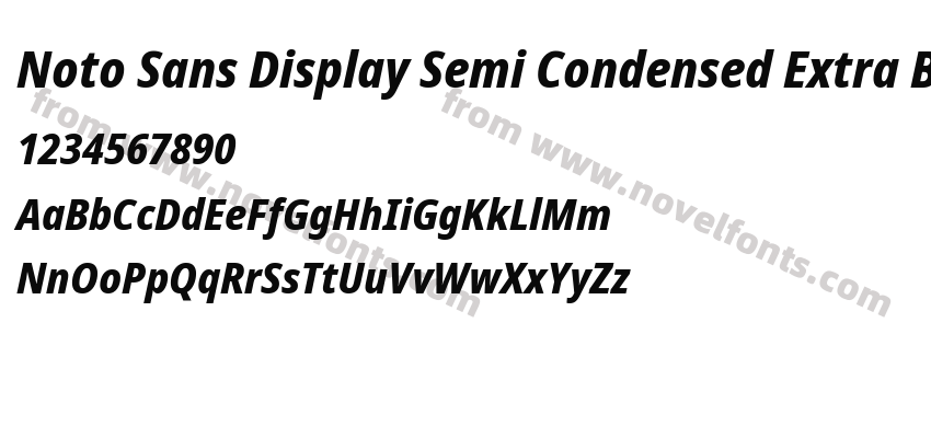 Noto Sans Display Semi Condensed Extra Bold ItalicPreview