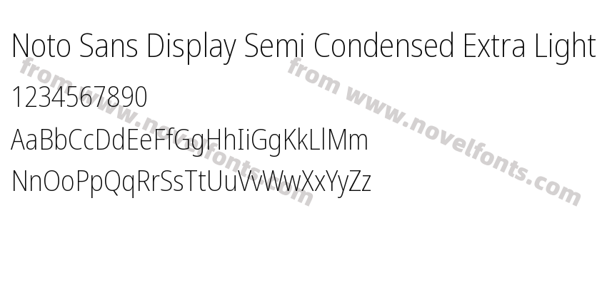 Noto Sans Display Semi Condensed Extra LightPreview
